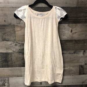 Clu size M Womens top USA made lace flutter sleeve lightweight